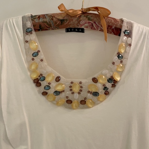 Jersey top with beaded collar neckline - Picture 7 of 9